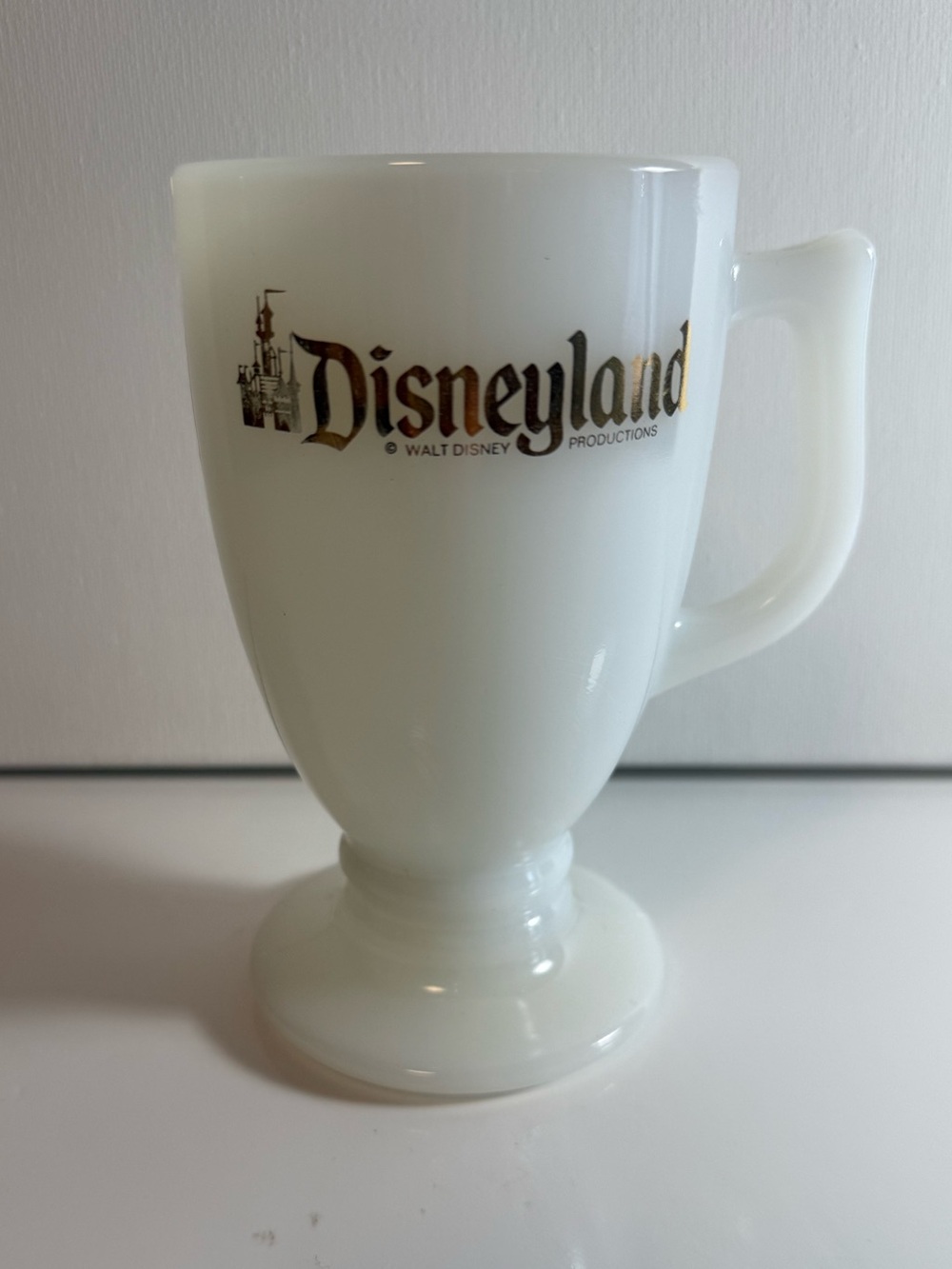 Vintage Milk Glass Walt Disney Prod DISNEYLAND Pedestal Coffee Mug Blank